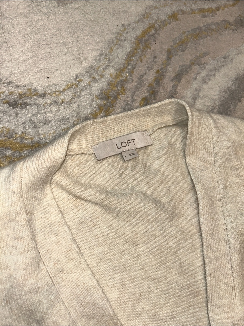 LOFT Women’s Cream V-Neck Button Cardigan - Picture 7 of 11